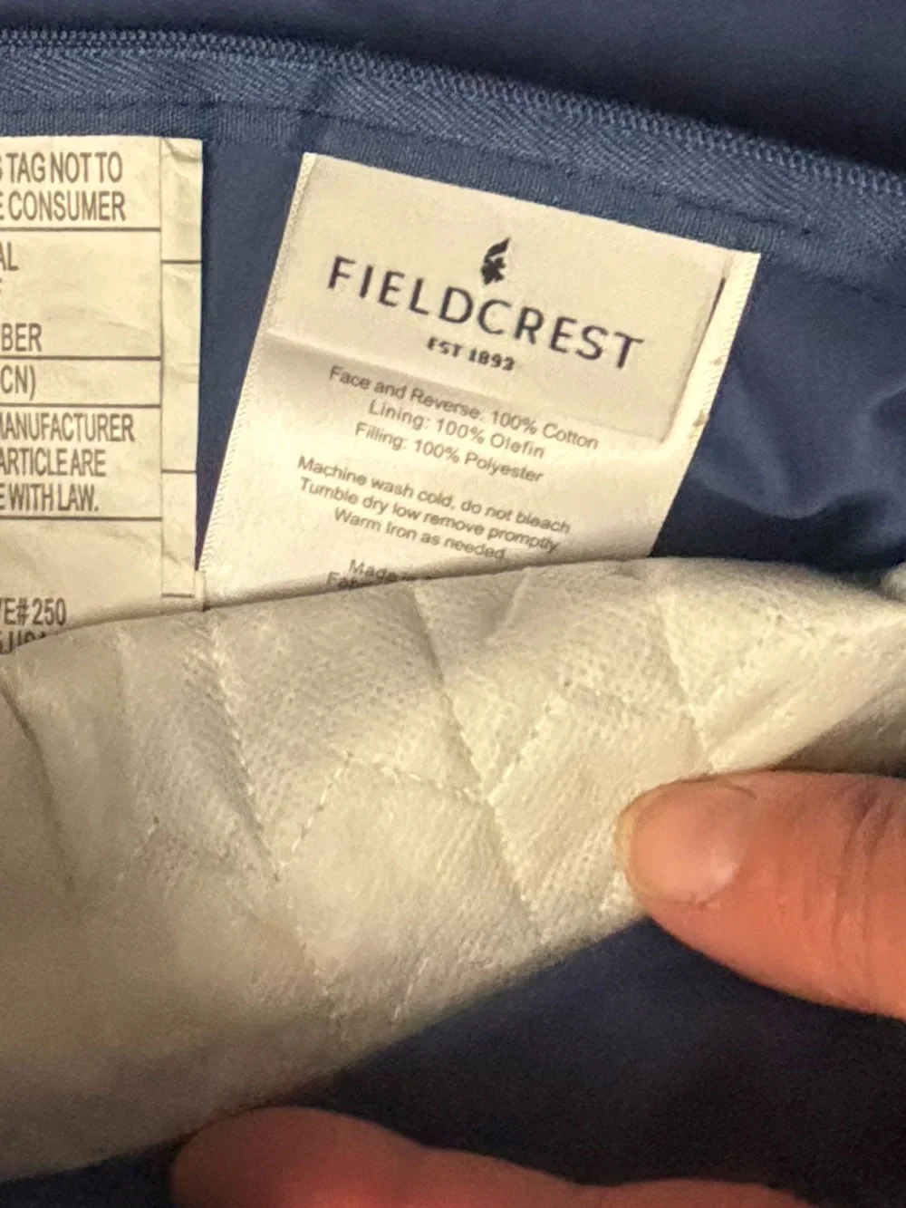Field crest cotton blue white pillow sham cover duvet 27x27 nautical luxury